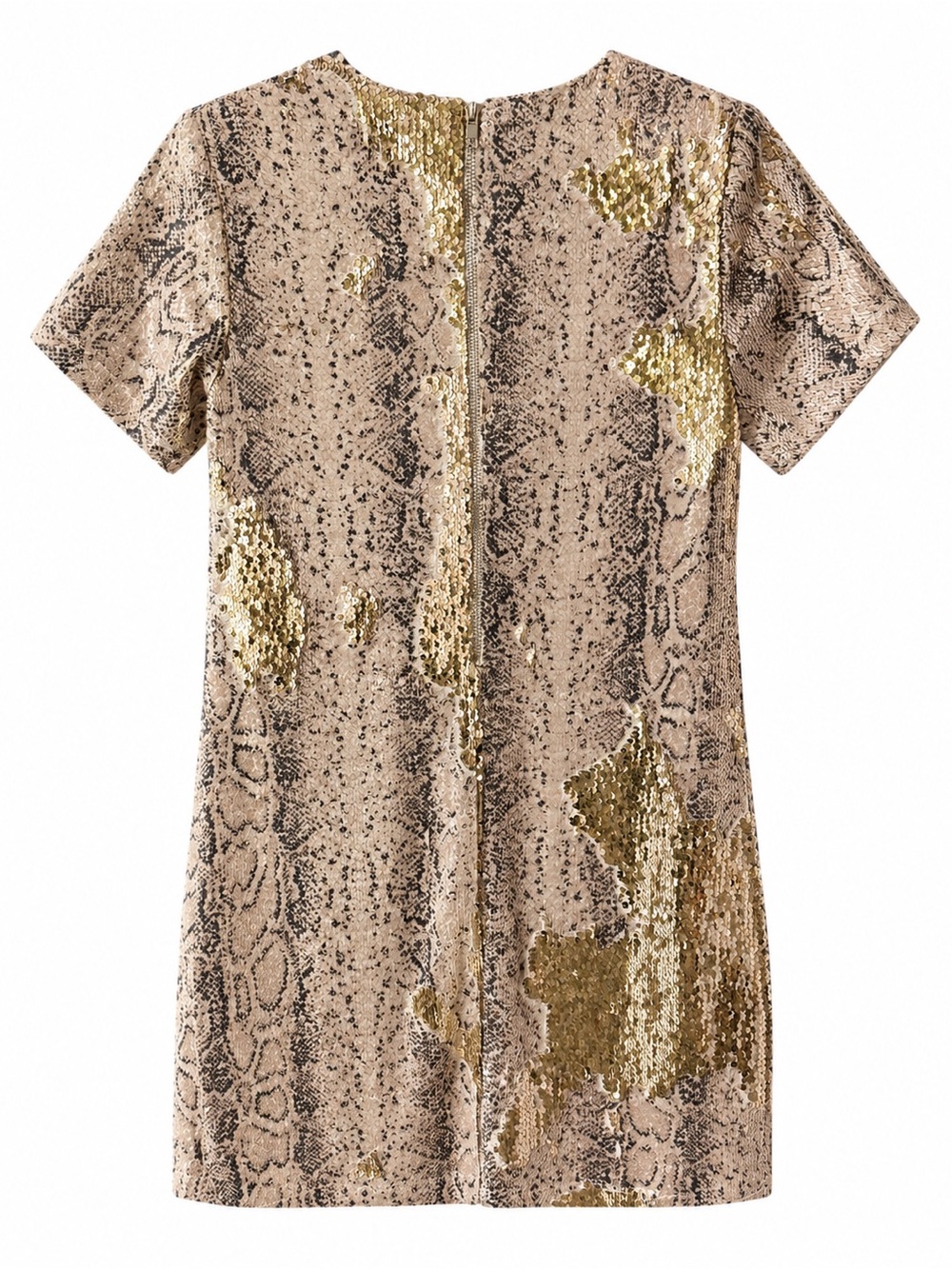 Karlie Snakeskin Sequin Shift Dress Small Gold Beige Party Cocktail - Picture 3 of 6